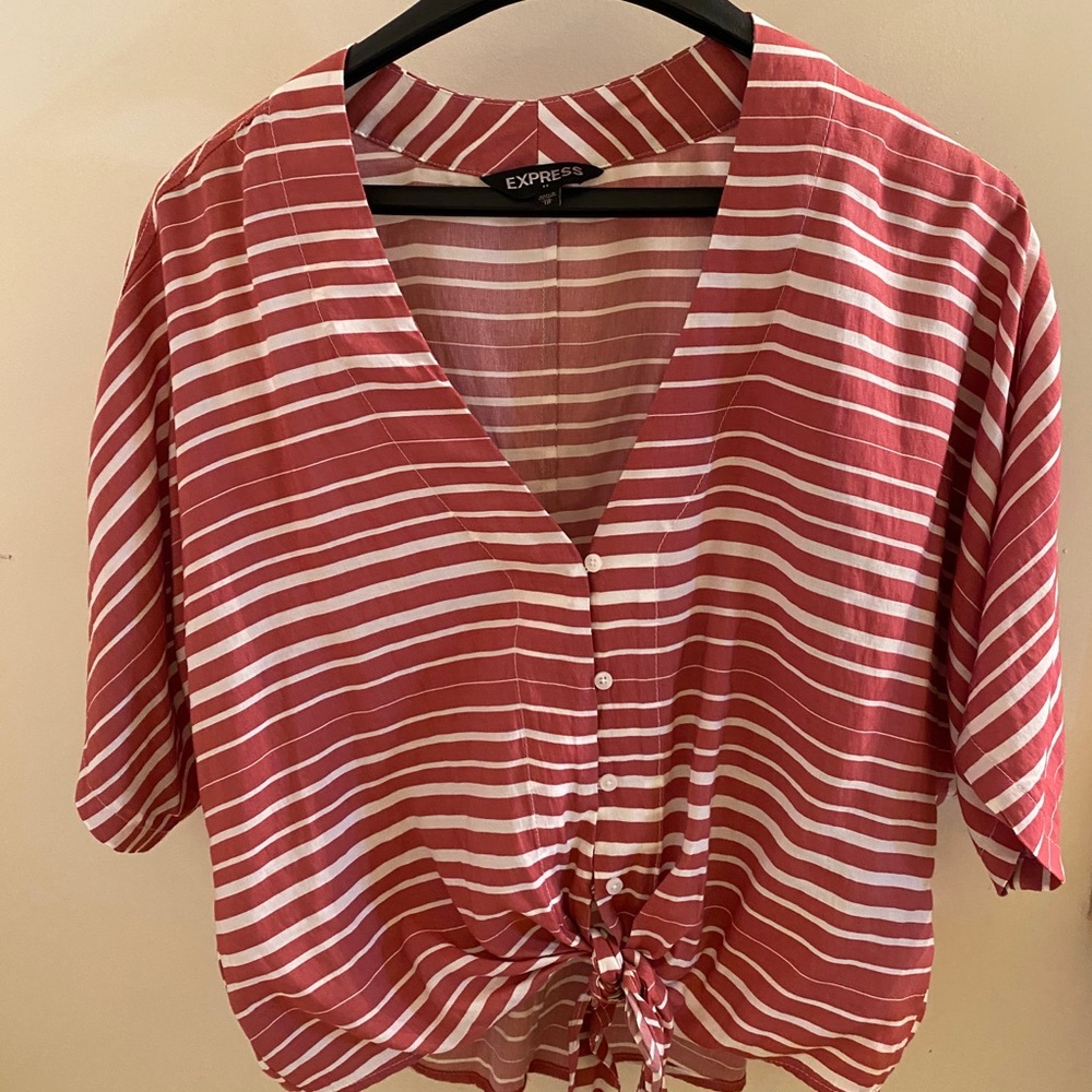 EXPRESS BUTTON DOWN TIE FRONT SHIRT